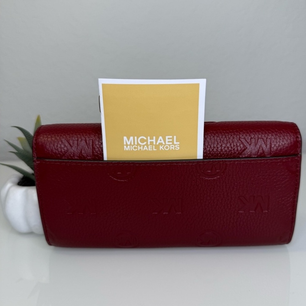 MICHAEL KORS Jet Set Travel Large Envelope Continental Wallet in Dark Cherry 🍒 - Picture 3 of 8